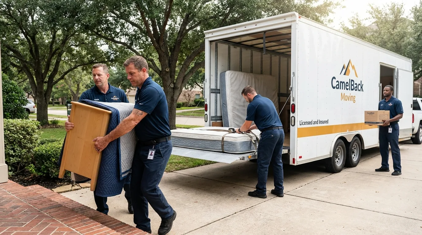Crew loading residential truck for cross-state move from Marlboro, NJ