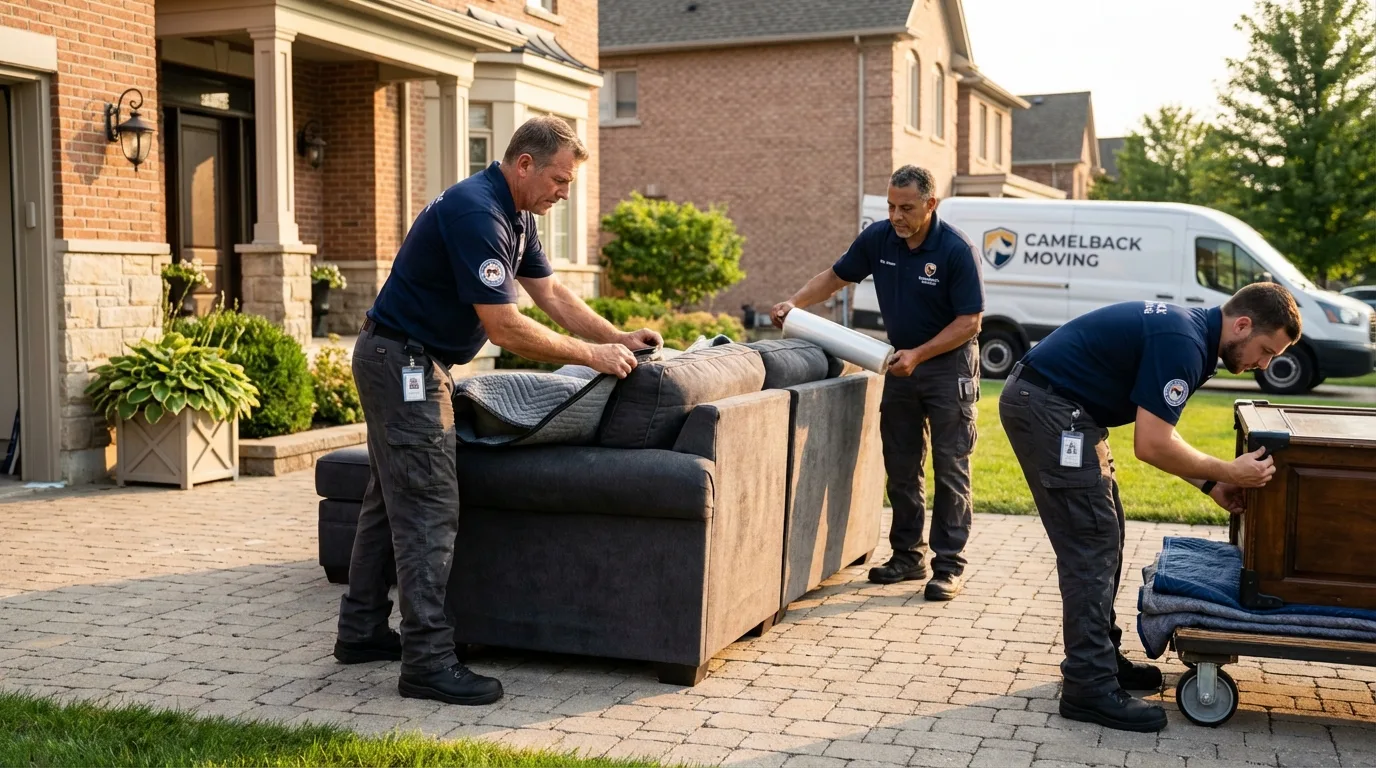 Large estate moving crew wrapping furniture in Marlboro, NJ