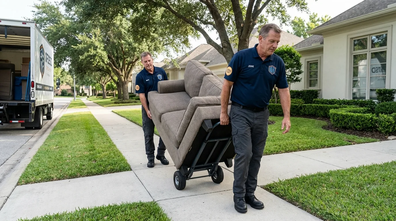 Local residential moving crew loading furniture in Marlboro, NJ