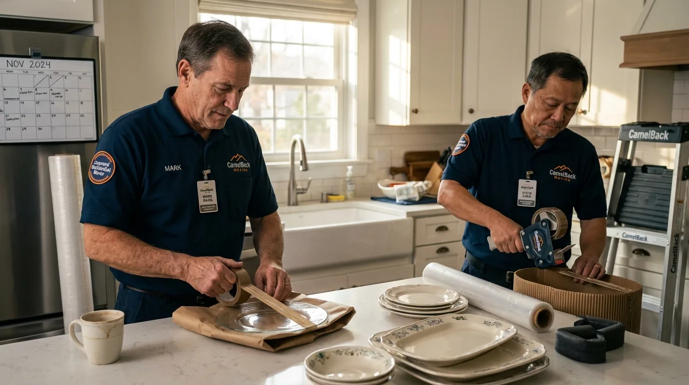 Professional crew packing kitchen dishware in Marlboro, NJ